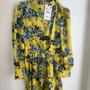Zara Yellow Floral Rose Dress XS NWT